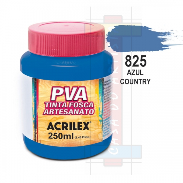 Tinta PVA Fosca Para Artesanato 250ml Acrilex - 825 Azul Country