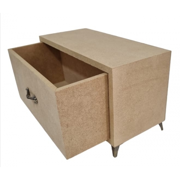 Cômoda Retangular 1 Gaveta Pés e Puxador de Metal MDF cru