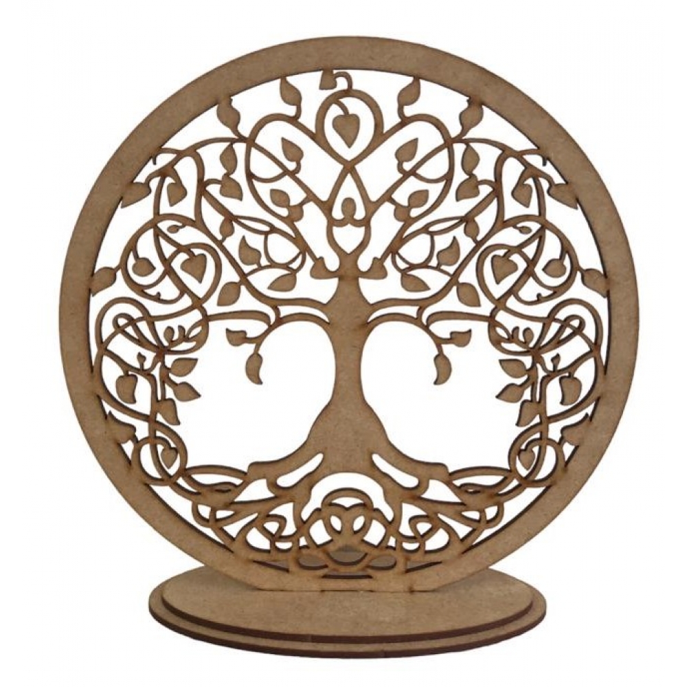 Mandalas Decorativas p/ Apliques ou Parede MDF Cru - Árvore da Vida na Base 20cm