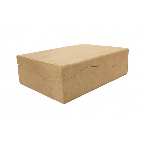 Caixa Retangular 23x16 Ondulada Tampa Dobradiça MDF Cru