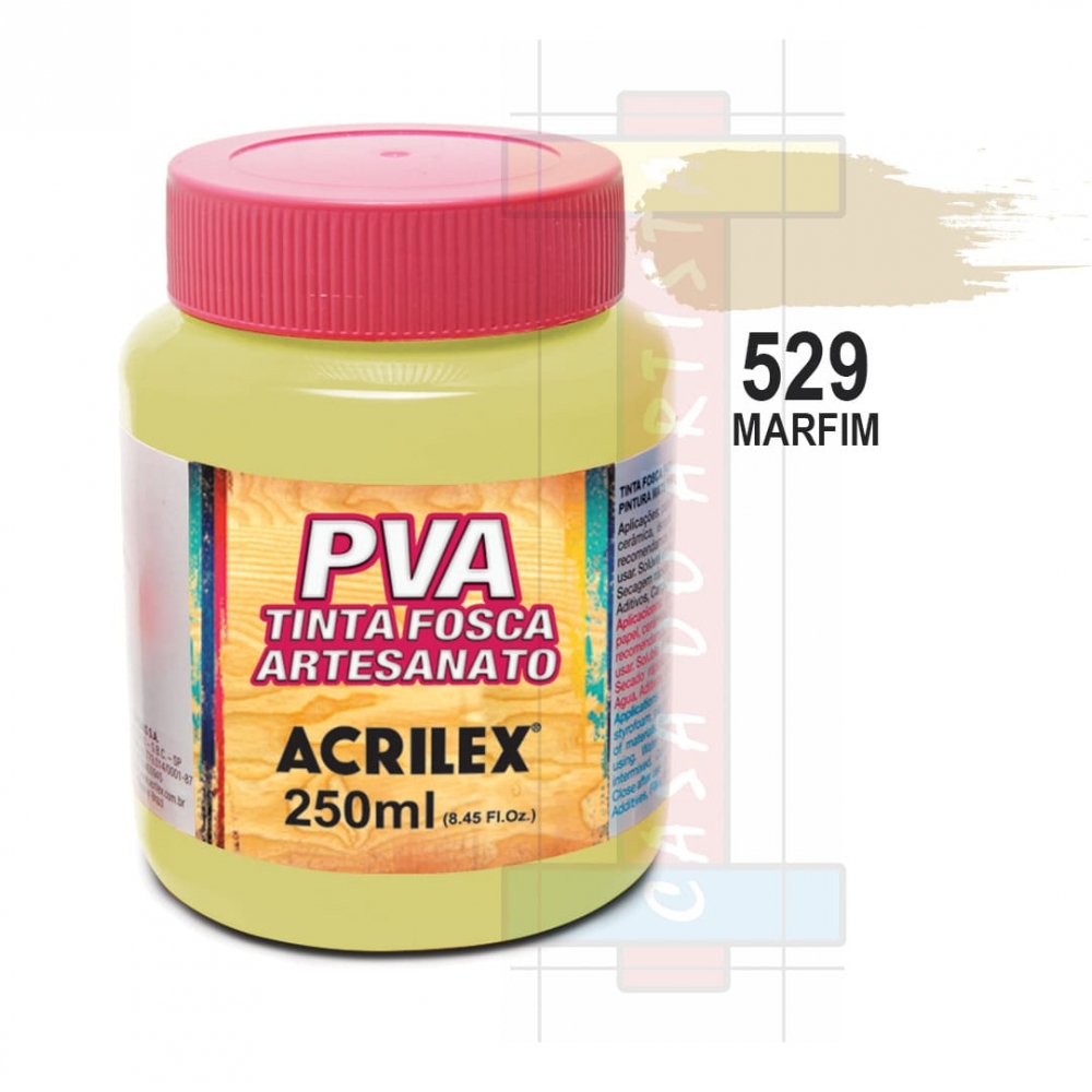 Tinta PVA Fosca Para Artesanato 250ml Acrilex - 529 Marfim