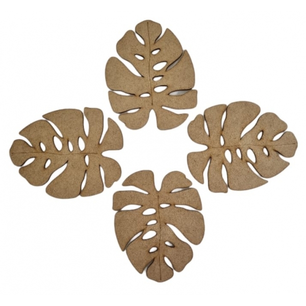 Porta Copos Folha Costela de Adão c/4 MDF cru