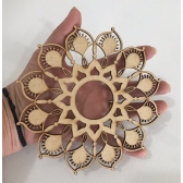 Mandalas Decorativas p/ Apliques ou Parede MDF Cru - Girassol 15cm