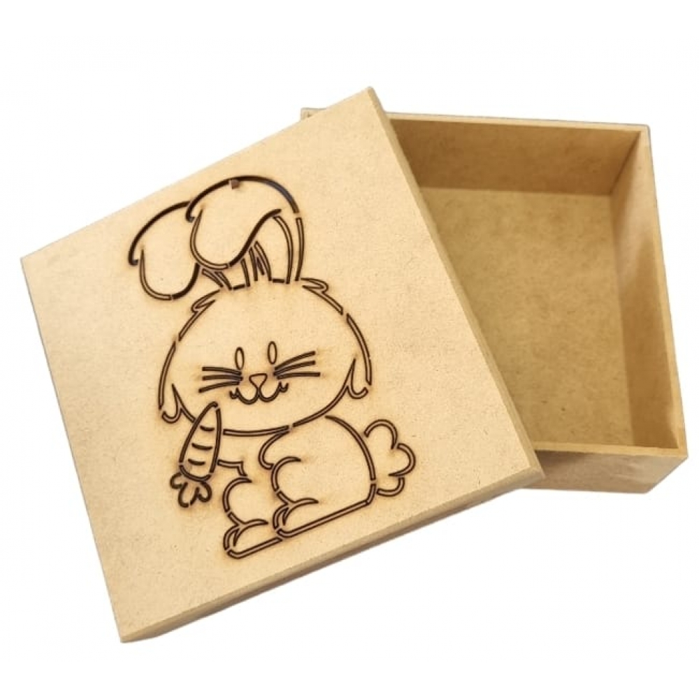 Caixa de Pascoa Coelho c/ Cenoura Bombons Chocolates MDF cru