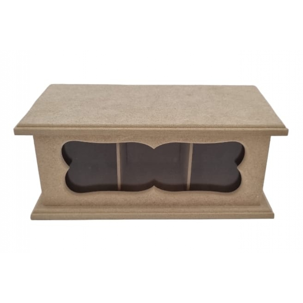 Caixa Chá Retangular c/ Vidro Frontal e Divisórias MDF cru