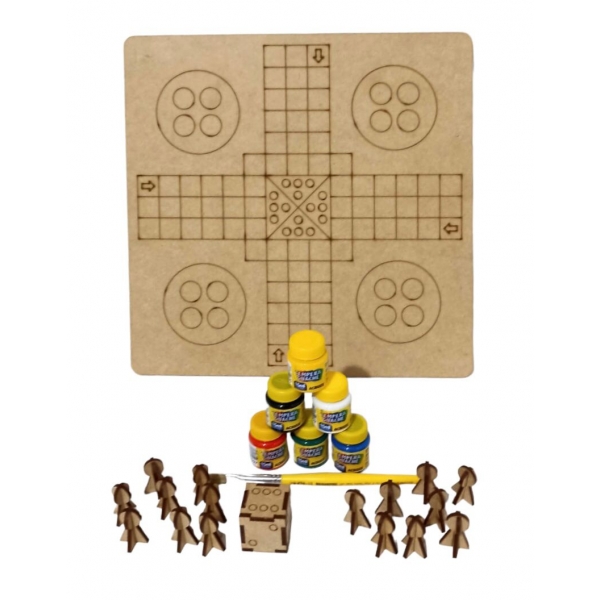 Kit de Pintura Infantil Jogo de Ludo Torrinha MDF Cru