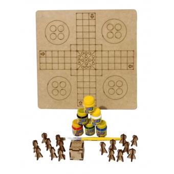 Kit de Pintura Infantil Jogo de Ludo Torrinha MDF Cru