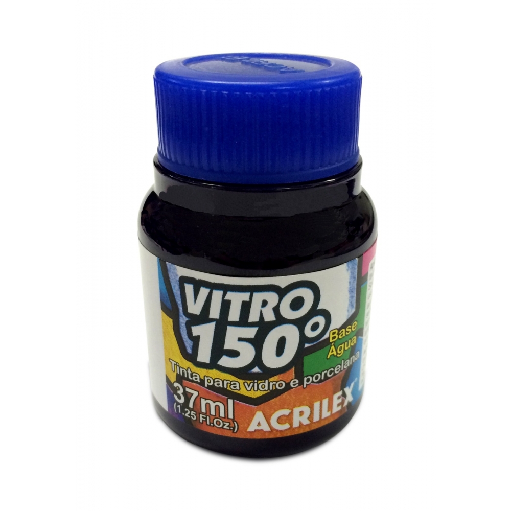 Tinta Vitro 150 - 37ml Acrilex Vidro Porcelana Cerâmica - Escolha a Cor - Preto