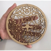 Mandalas Decorativas p/ Apliques ou Parede MDF Cru - Árvore c/ Luas 15cm