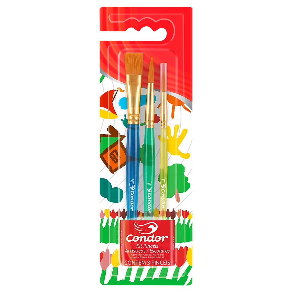 Pincel Ref. 516 Condor Kit c3 Pincel Chato Redondo Sintético Pintura