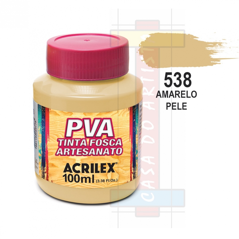 Tinta PVA Fosca Para Artesanato 100ml Acrilex - 538 Amarelo Pêssego
