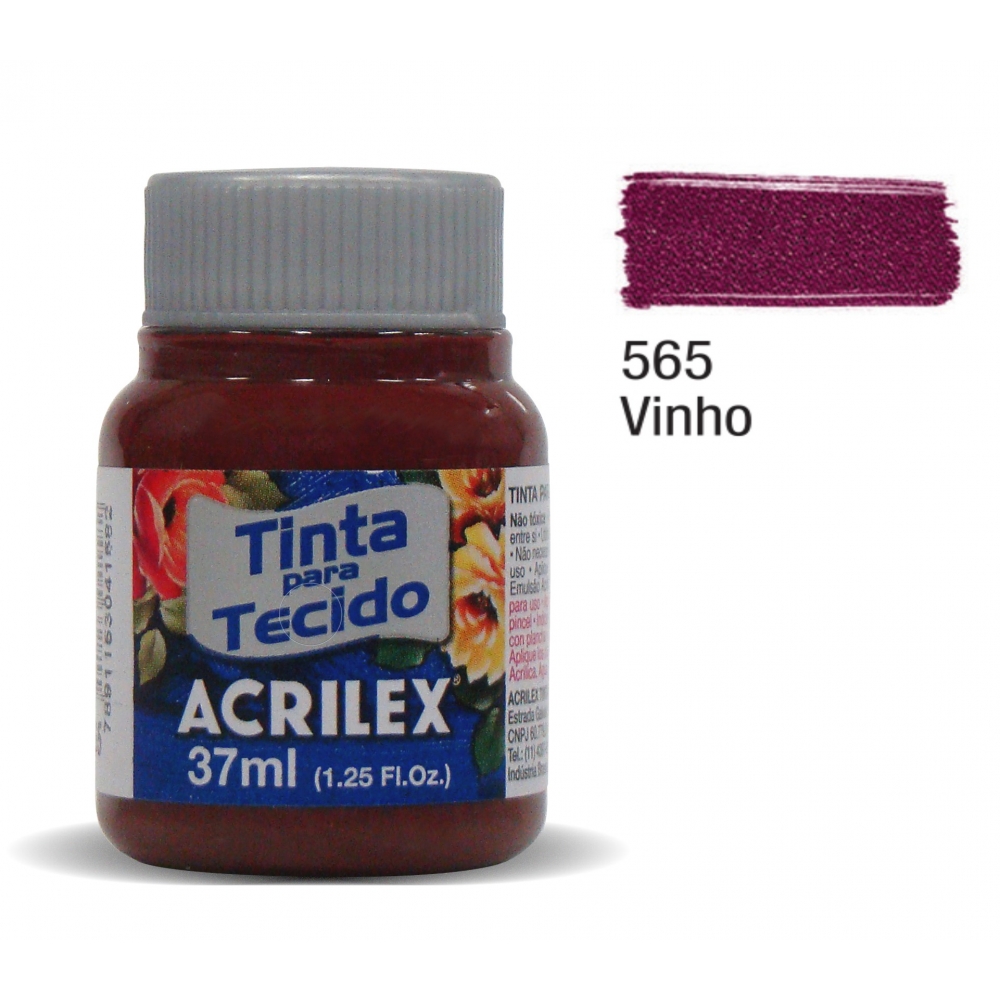 Tinta para Tecido Fosca 37ml Acrilex - 565 Vinho