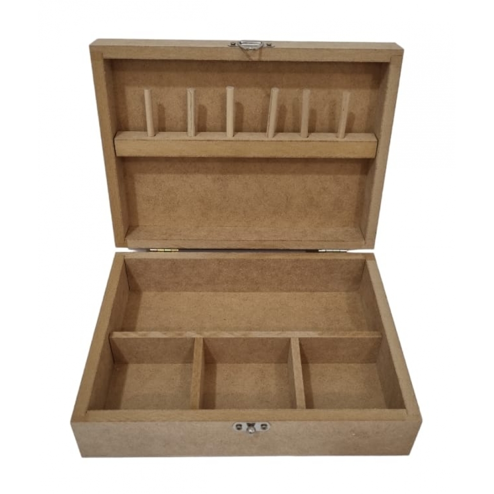 Caixa de Costura Retangular Média Porta Linhas MDF cru