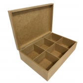 Caixa Retangular 20x30x8 c/ 6 divisórias e Dobradiça MDF Cru