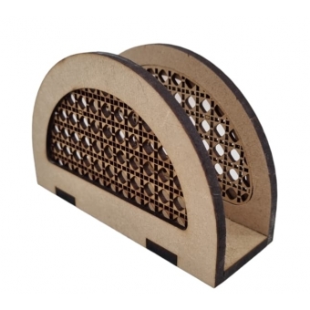 Porta Guardanapo de Papel Meia Lua Palha Indiana MDF cru