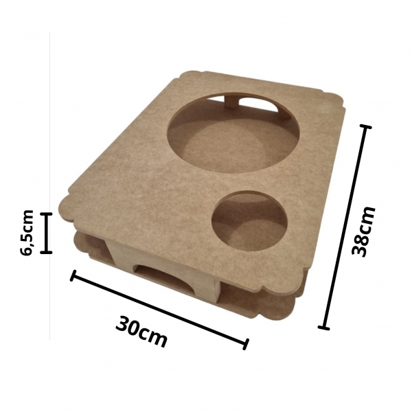 Bandeja Prato e Copo 30x38cm Sofá Almoço Jantar MDF cru