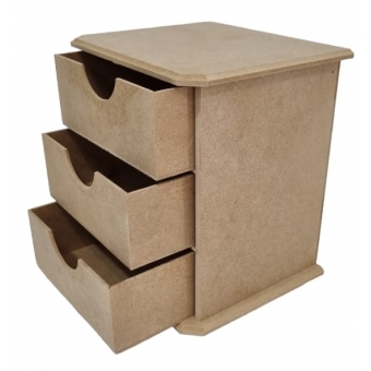 Cômoda 3 Gavetas Organizador Porta Joias Lacinhos MDF cru