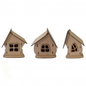 Kit com 3 Casinhas de Fadas para Crianças MDF Cru