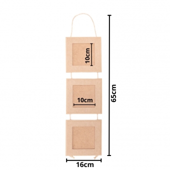 Trio de Quadro Moldura 10x10 Corda Sisal Decoração MDF cru