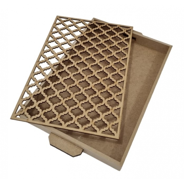 Bandeja Decoração Treliça 22x32cm Cozinha Café Festa MDF cru