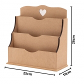 Porta Cartas Correspondência Triplo Recorte Coração MDF cru