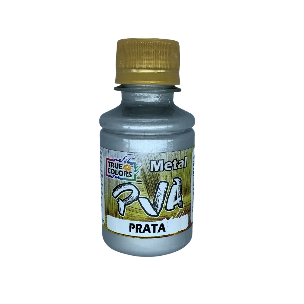 Tinta PVA Metálica 100ml True Colors - Escolha as cores - Prata 7991100