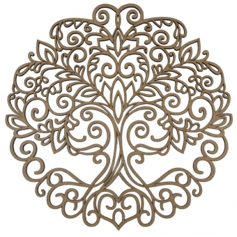 Mandala Árvore da Vida Delicada 38cm em MDF Cru