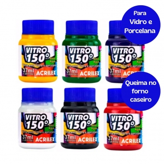 Kit Tinta Vitro 150º 37ml Acrilex Vidro Porcelana