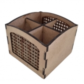 Porta Talher Palha Indiana 4 divisórias Cozinha MDF cru