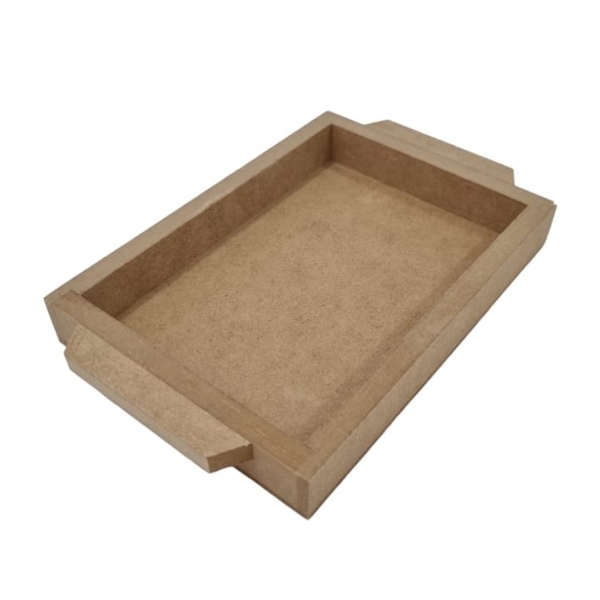 Bandeja Retangular Mini 12x17cm Lavabo Mesa Café MDF cru
