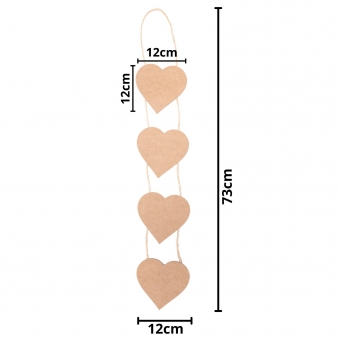 Mobile Corações Sisal Enfeite Parede Arte Decoração MDF cru