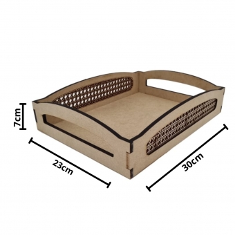 Bandeja Recorte a Lazer Indiana 23x30cm Cozinha Café MDF cru