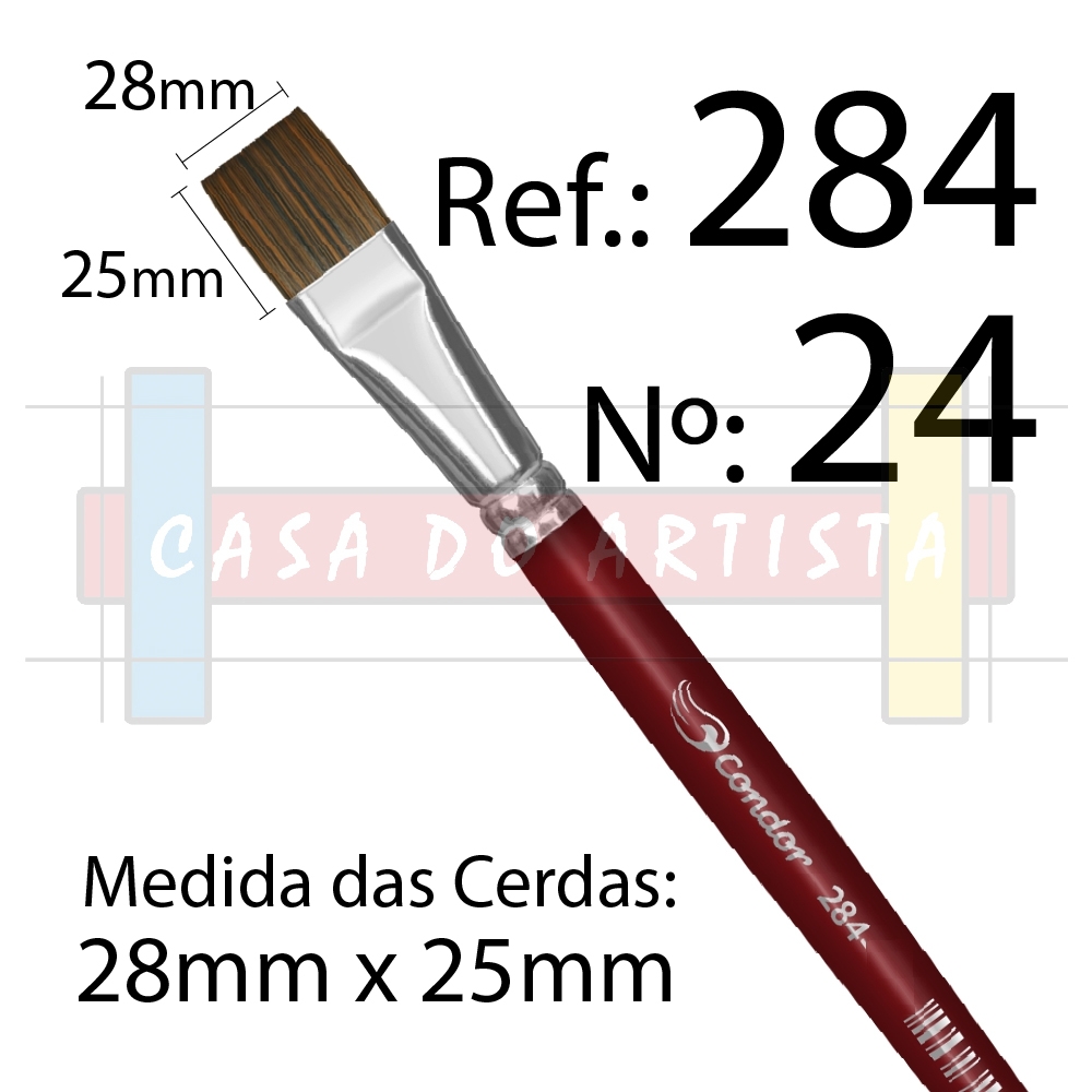 Pincel Chato Pelo Sintético Macio ref. 284 Condor Pintura Artística - 24