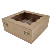 Caixa de Jóias Biju c/4 Divisórias Tampa c/ Vidro MDF cru