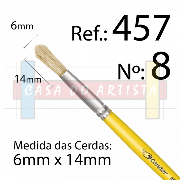 Pincel Redondo Pelo Natural  ref 457 Condor Artes Madeira Tecido - 2