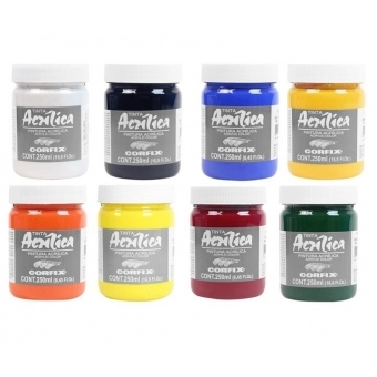 Tinta Acrílica para Pintura Tela 250ml Corfix Pote - Escolha Cor