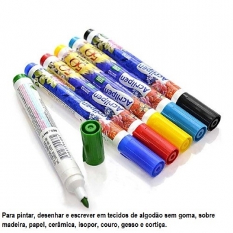 Acrilpen Caneta para Tecido Acrilex Marcador para Tecido