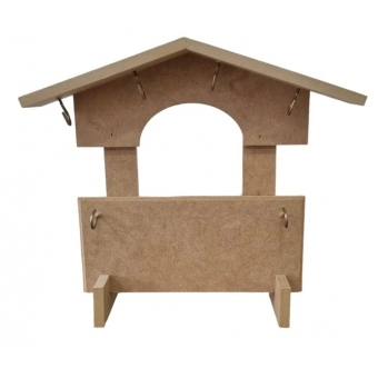 Porta Xícara Casinha c Telhado e Gancho em Metal MDF cru
