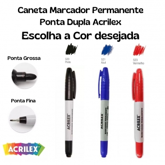 Caneta Marcador Permanente Ponta Dupla Acrilex