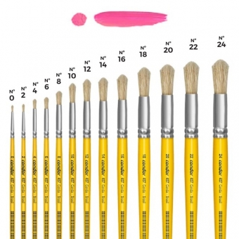 Pincel Redondo Pelo Natural  ref 457 Condor Artes Madeira Tecido