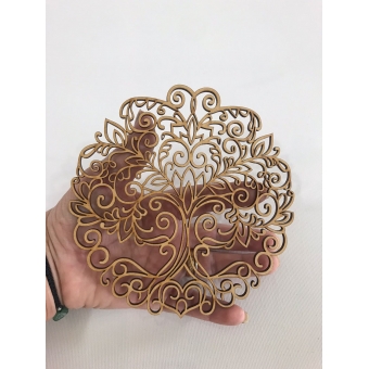 Mandala Árvore da Vida Delicada 15cm em MDF Cru