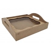 Bandeja Quadrada 3D c/ Vidro 28x28cm Café Convite MDF cru