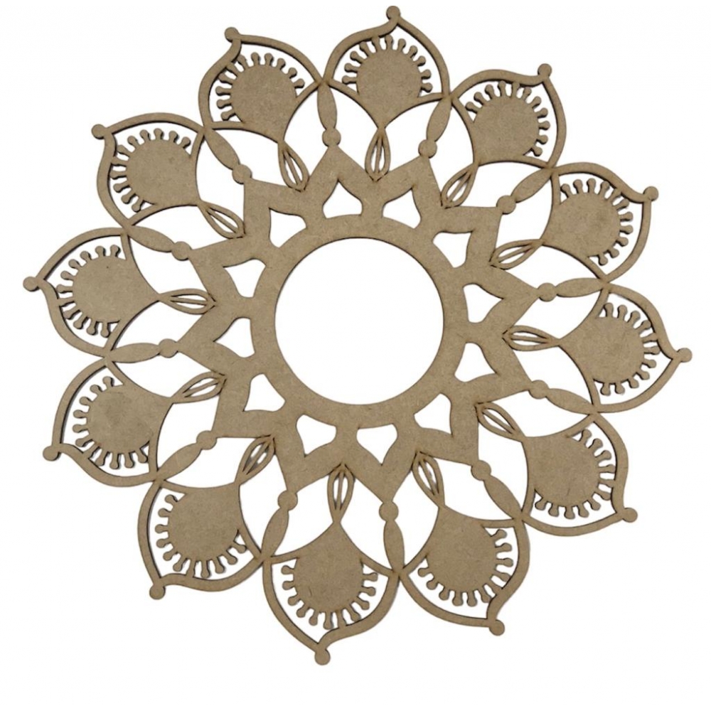Mandalas Decorativas p/ Apliques ou Parede MDF Cru - Girassol 15cm