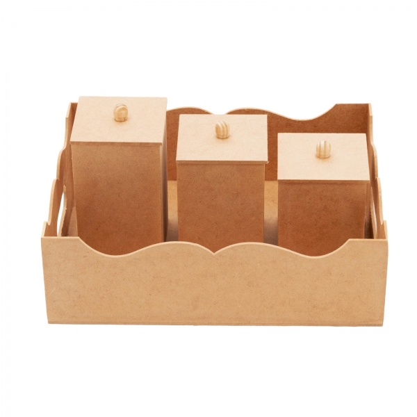 Kit Higiene Bebê Porta Fraldas Bandeja Abajur Liso MDF cru