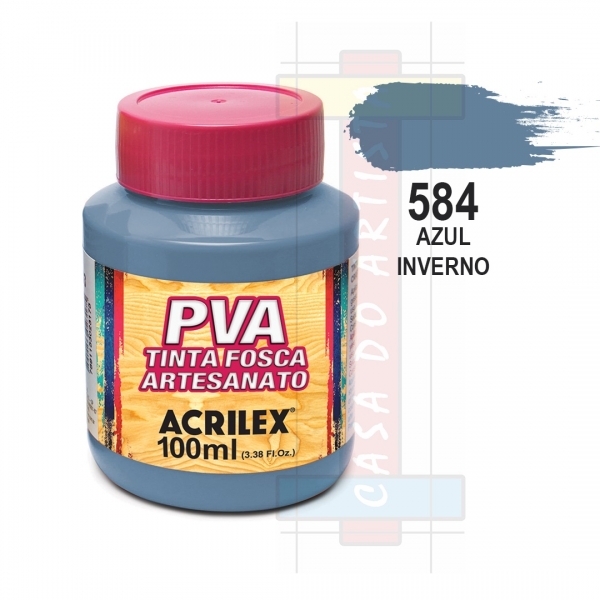 Tinta PVA Fosca Para Artesanato 100ml Acrilex - 584 Azul Inverno