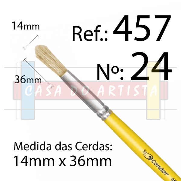 Pincel Redondo Pelo Natural  ref 457 Condor Artes Madeira Tecido - 24
