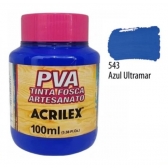 Tinta PVA Fosca Para Artesanato 100ml Acrilex Escolha a Cor - 543 Azul Ultramar