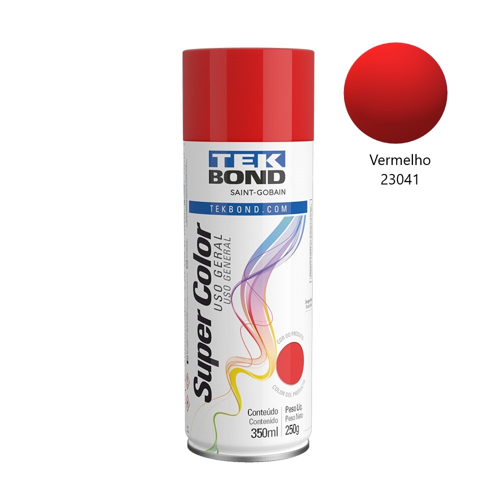Tinta Spray TekBond Brilhante/Fosca 350ml Artesanato - Vermelho Brilhante 23041