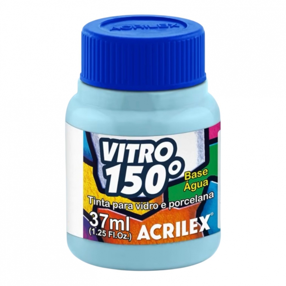 Tinta Vitro 150 - 37ml Acrilex Vidro Porcelana Cerâmica - Escolha a Cor - Azul Hortênsia