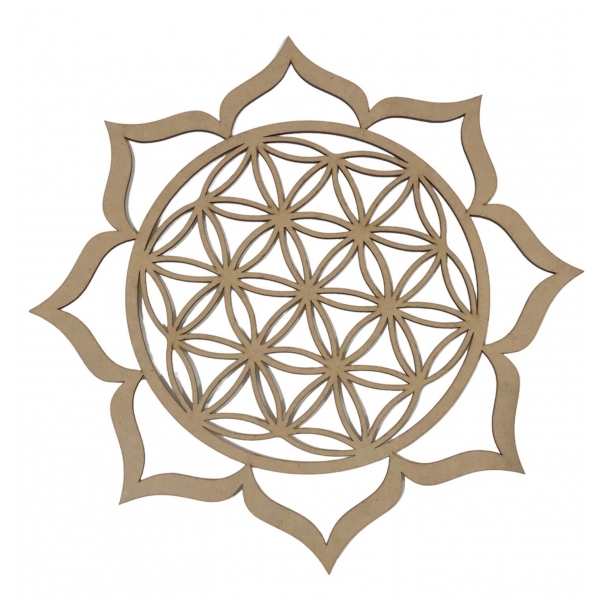 Mandalas Decorativas p/ Apliques ou Parede MDF Cru - Flor da Vida 10cm